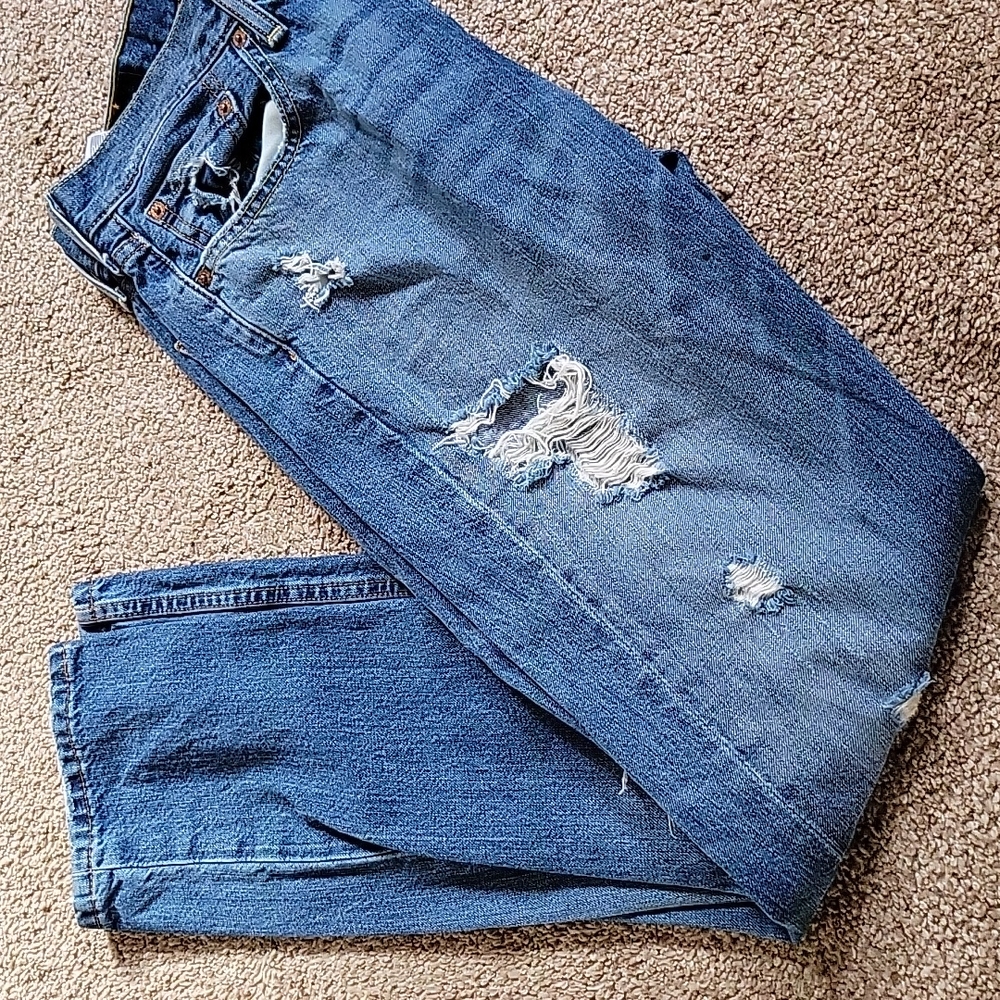 Thrashed levis 511 33 x 32 Zip Fly Faded Dark Wash